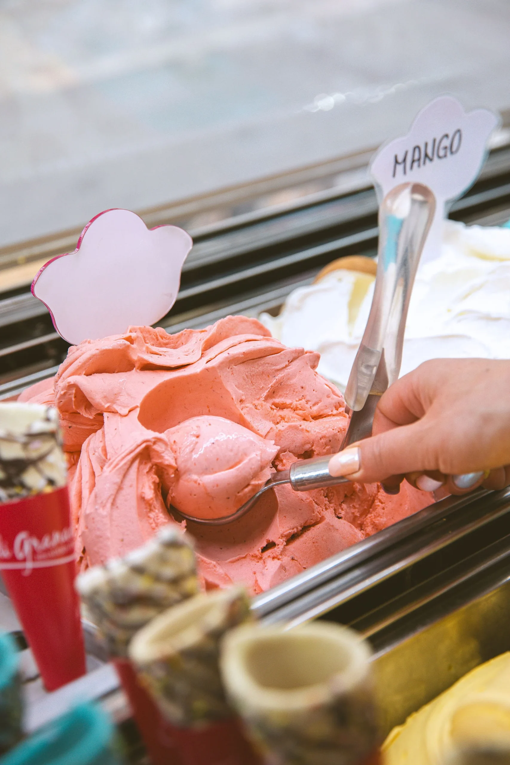 Waffle Fior di Granada con helado italiano y fruta